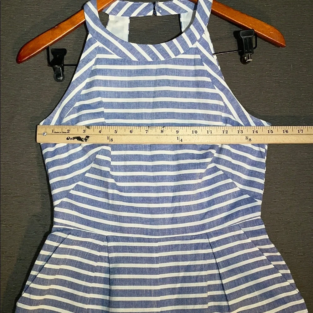 1901 Blue and‎ White Striped Cropped Romper - Picture 3 of 8